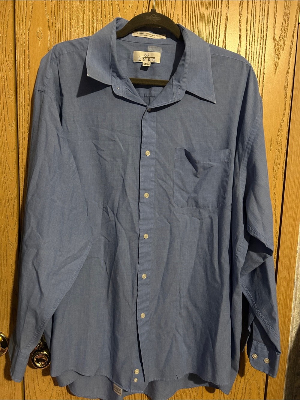 ENRO Men’s Classic Blue Long-Sleeve Dress Shirt